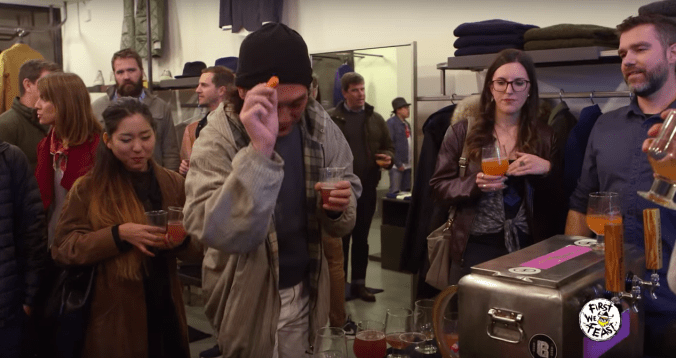 Voting in progress: this fashion man casts a carrot ballot.