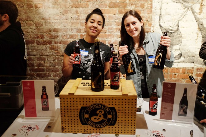 Kaitie and Sam from Brooklyn Brewery looking badass with the beers to back it up.