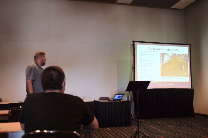 Brett Porter, brewmaster at Goose Island, presented on hops sourcing in a time of shortage.